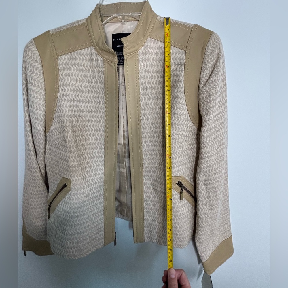 VTG/NWT Doncaster Skirt Suit Set, Size 10, Stunning Tan/Cream w/ Leather Trim - Picture 9 of 16
